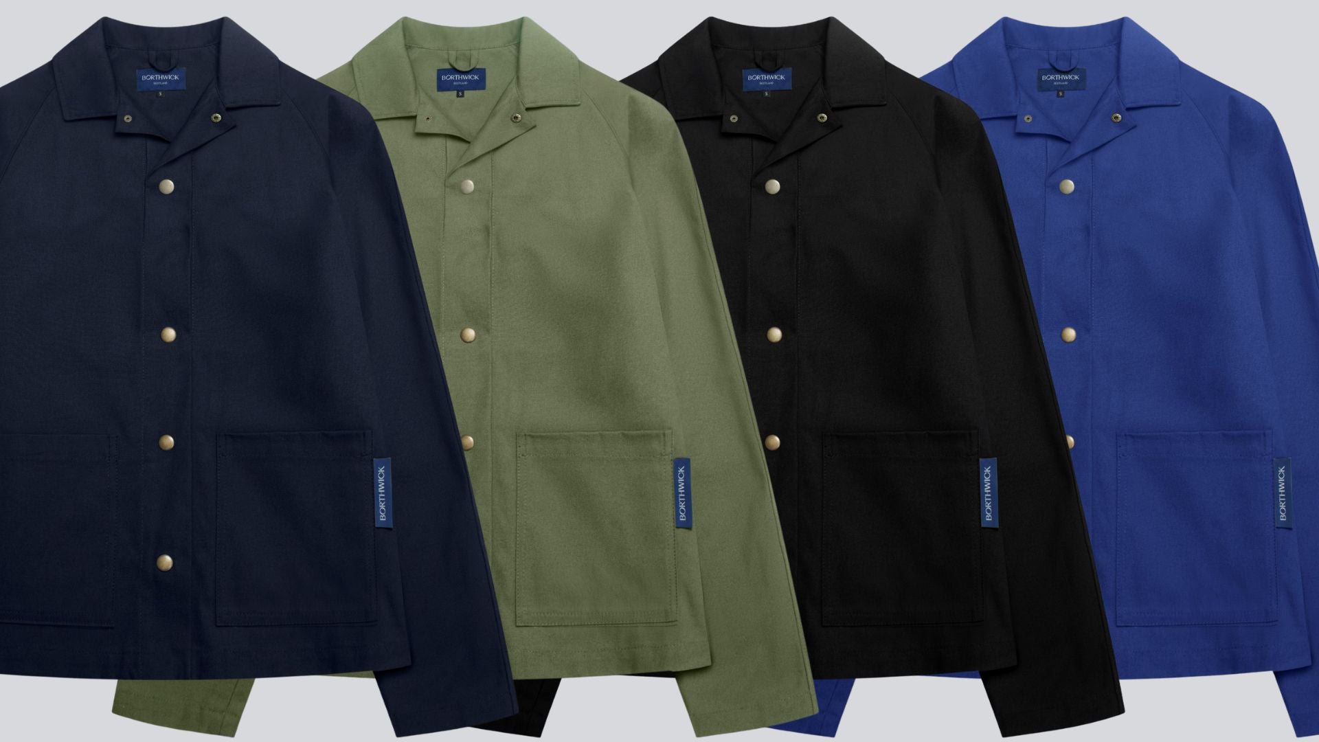 Navy blue chore coat by Borthwick & Company