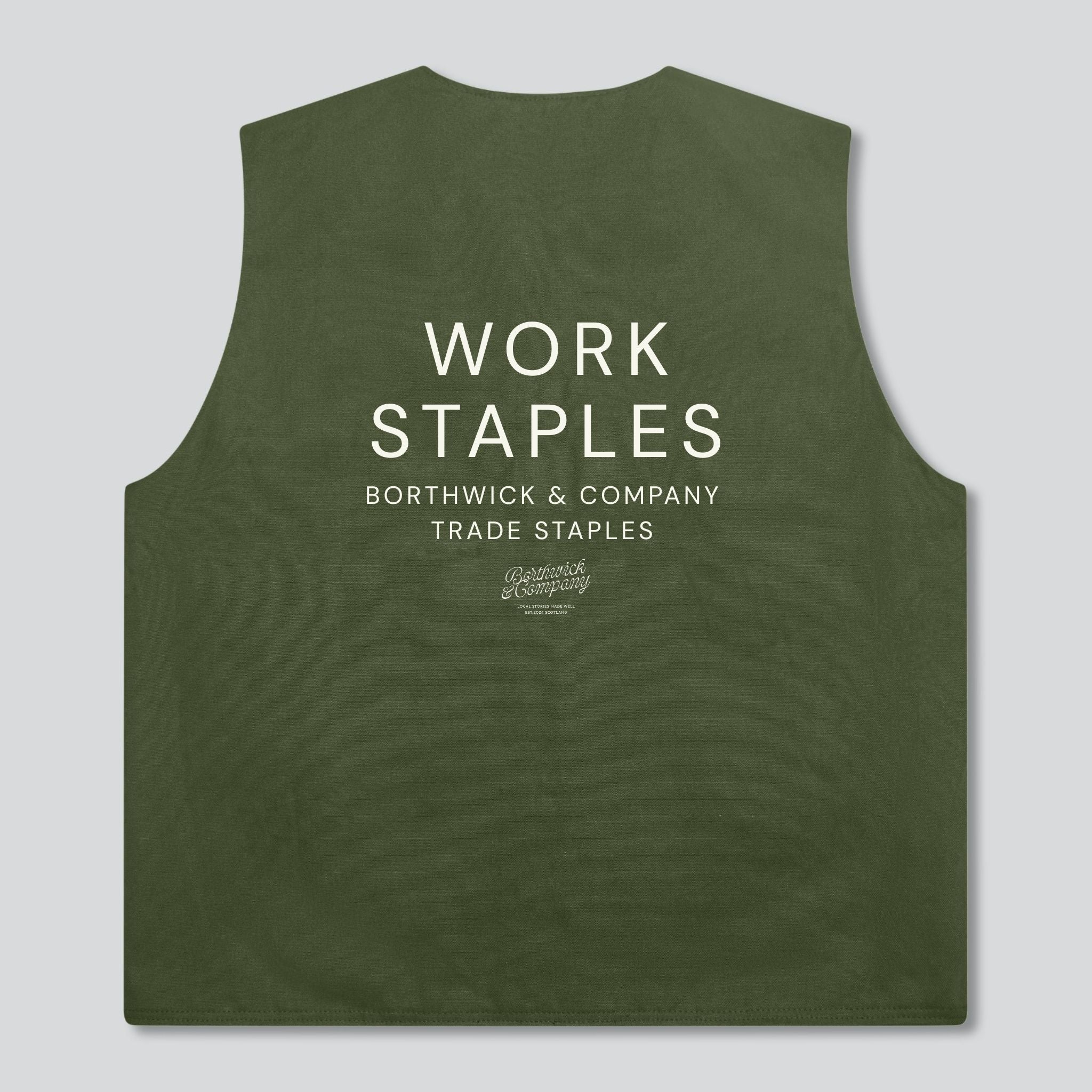 Khaki liner vest by Borthwick