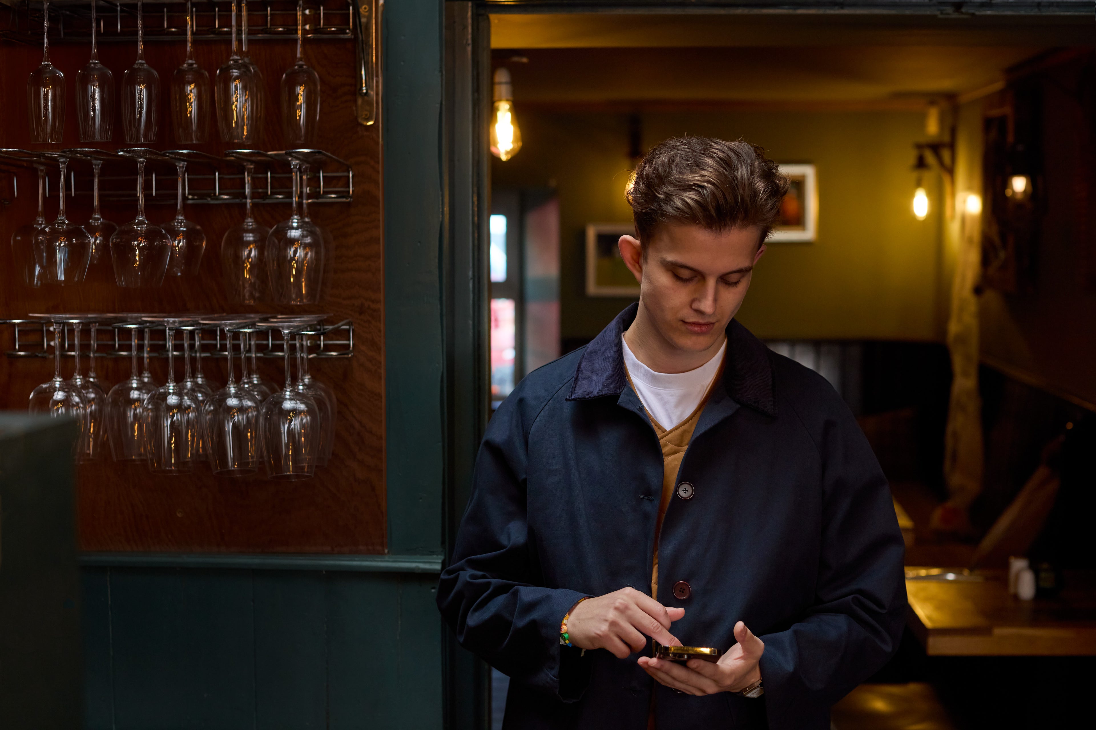 Navy barn coat by Borthwick